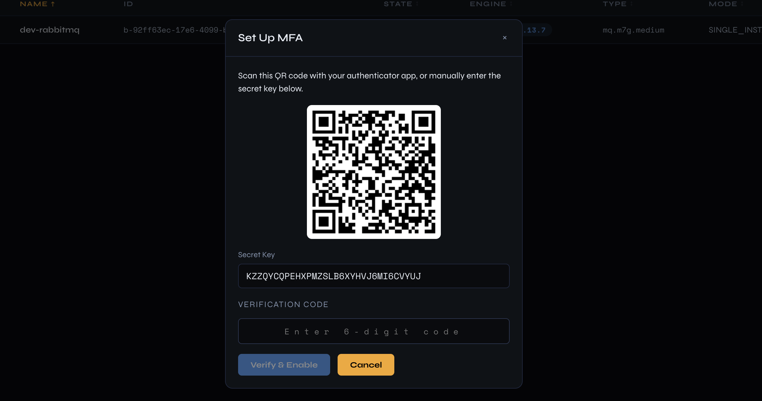 MFA / TOTP Authentication screenshot